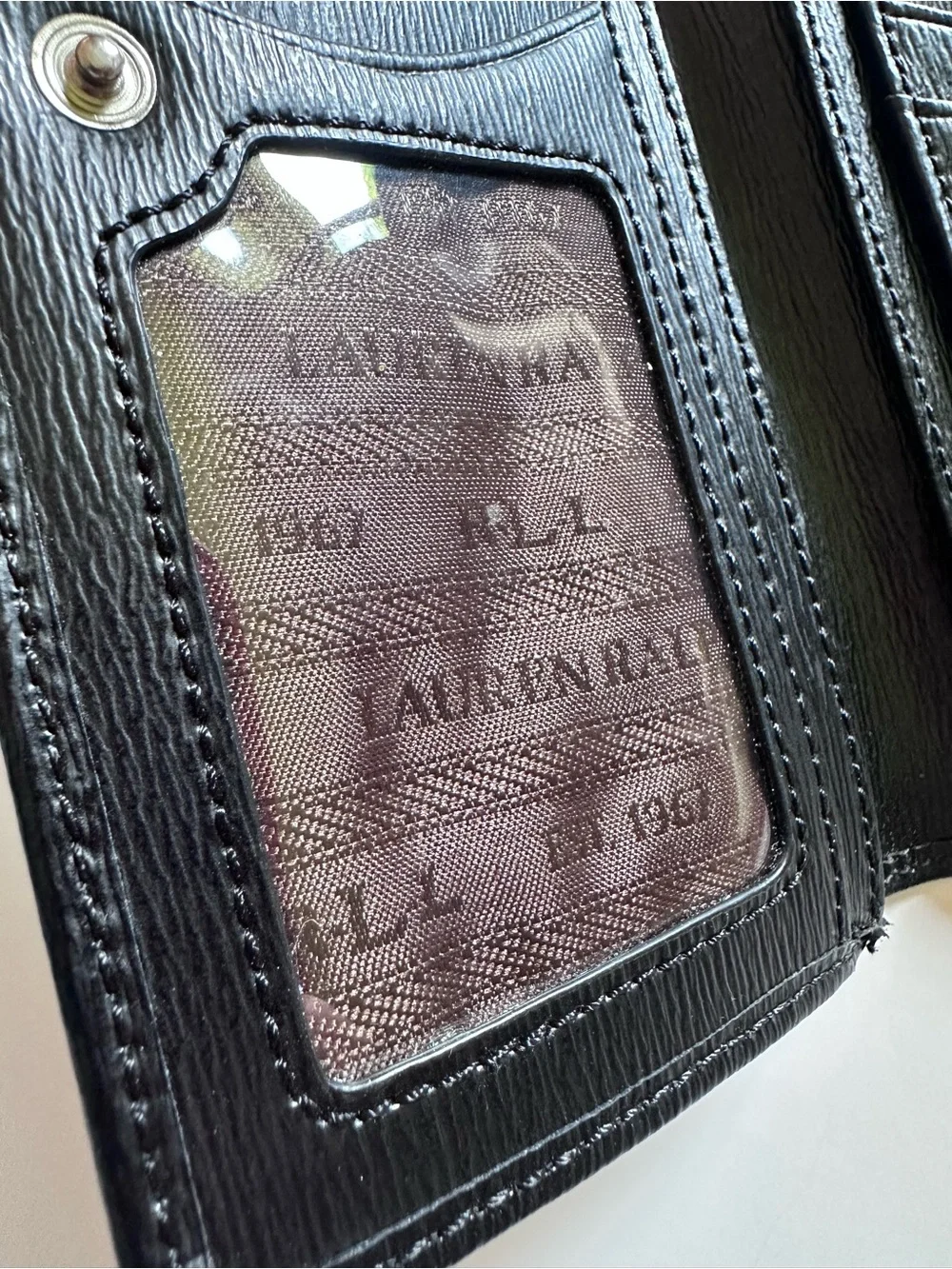 Lauren Ralph Lauren Black Leather Wallet with Silver Plaque